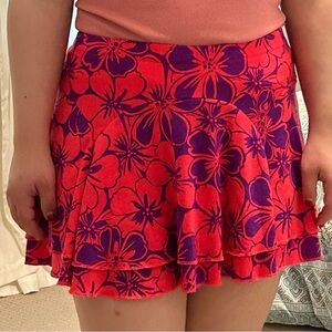 Justice Red and Purple Floral Skater Skort- sz 14